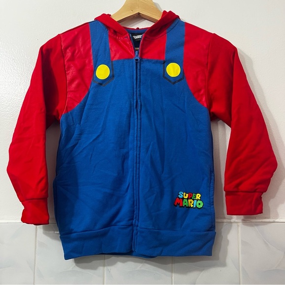 Super Mario Mad Engine Small Boy Girl Kids Full Zip Hoodie Jacket Costume - Picture 1 of 9